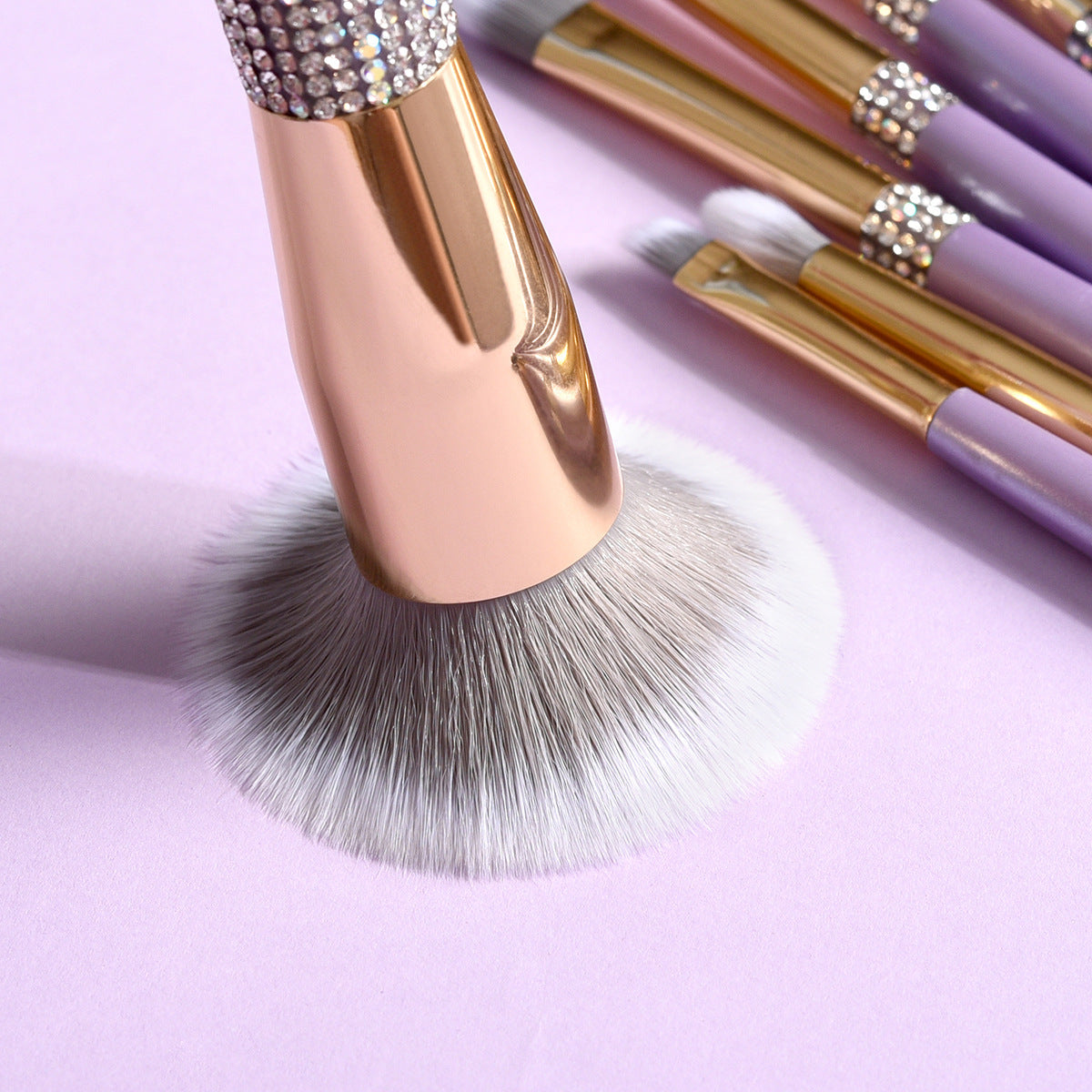 Lilac Purple Makeup Brush Set with 10 Artificial Fiber Brushes - Teleplus lilac purple makeup brush set