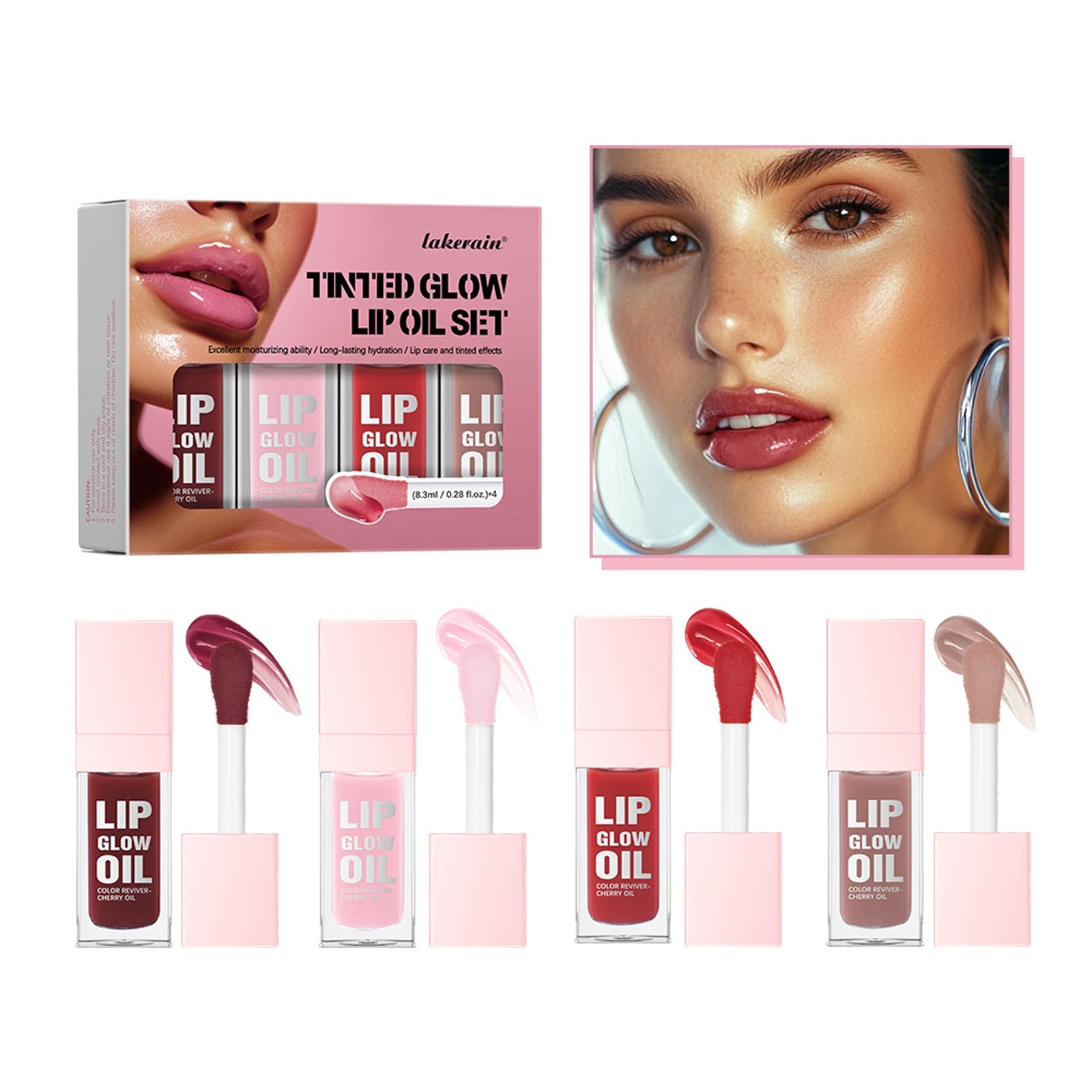 Lip Oil Suit Nourishing Moisturizing Set with 4 Colors - Teleplus lip oil suit nourishing moisturizing