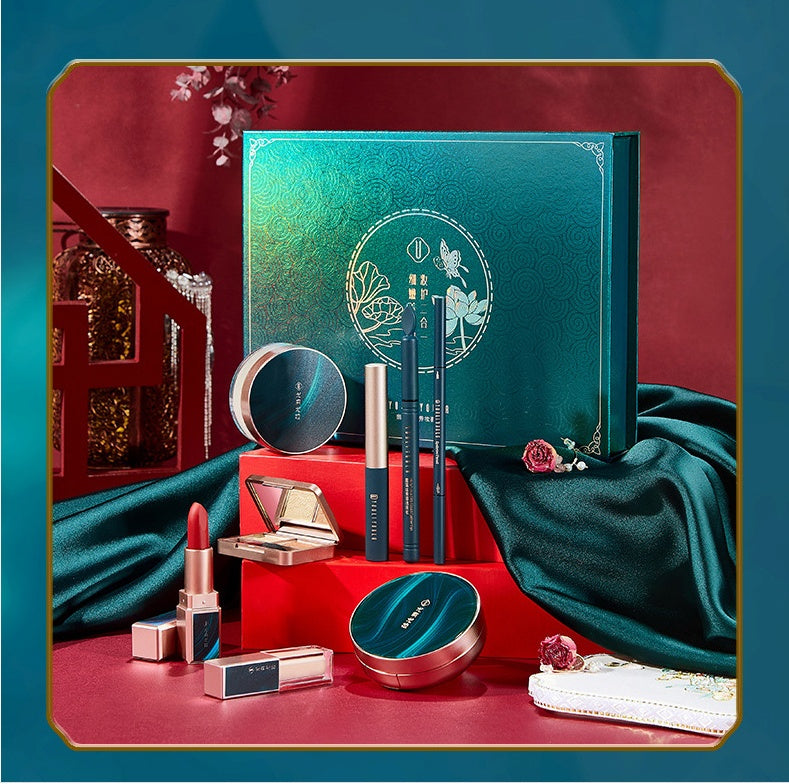 Makeup Set with Cushion Foundation Lipstick and Concealer for Skin Tone Enhancement - Flawless Fun lipstick cushion