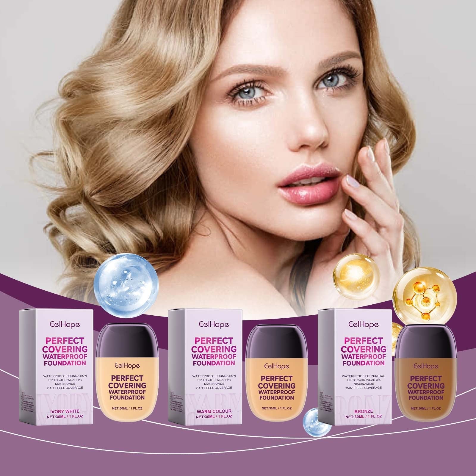 Liquid Foundation for Brightening Skin Color and Concealing Flaws 30ml - Teleplus concealing foundation brightening