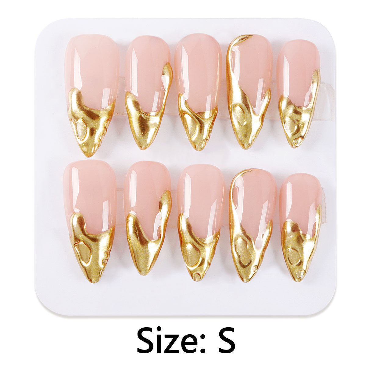 Liquid Metal Apricot Nail Stickers for French and European Style Nails - liquid metal apricot nail painted stickers
