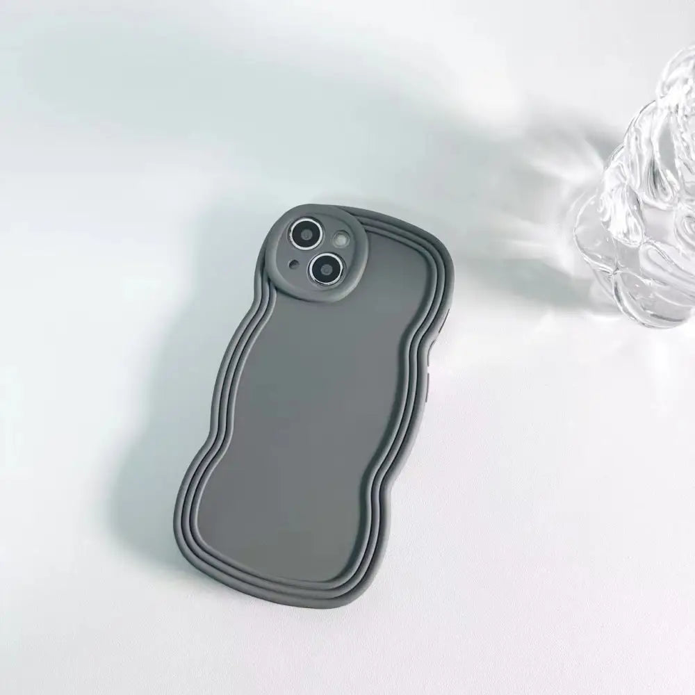 Liquid solid color TPU back cover with wavy edge for iPhone models - Solid Color Wavy Edge Phone Case liquid phone