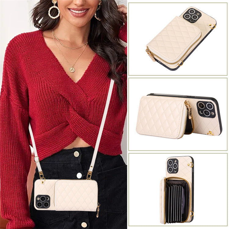 Litchi Pattern Card Case Envelope Crossbody with Long Shoelace in Multiple Colors - Teleplus Bag litchi pattern card