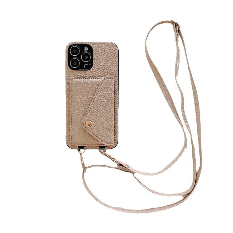 Litchi Pattern Card Case Envelope Crossbody with Long Shoelace in Multiple Colors - Teleplus Bag litchi pattern card