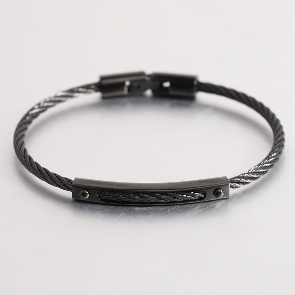 Long All-match Titanium Steel Cable Fashion Steel Wire Openable Bracelet - Long All-match Titanium Steel Wire Openable