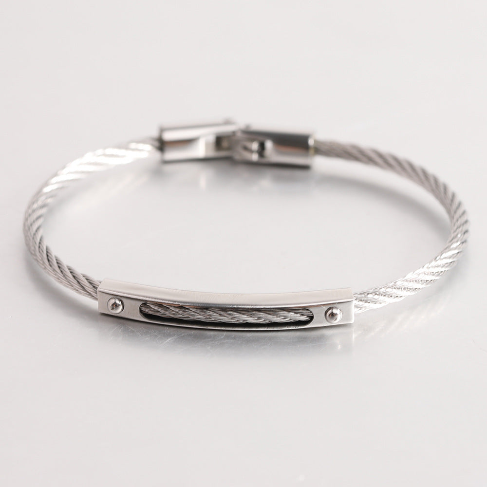 Long All-match Titanium Steel Cable Fashion Steel Wire Openable Bracelet - Long All-match Titanium Steel Wire Openable