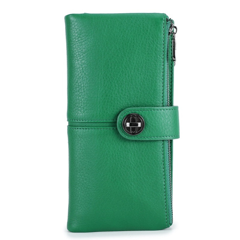 Long Buckle Cowhide Wallet with Colorful Lining and Genuine Leather Design - for the Style Savvy Thief long buckle