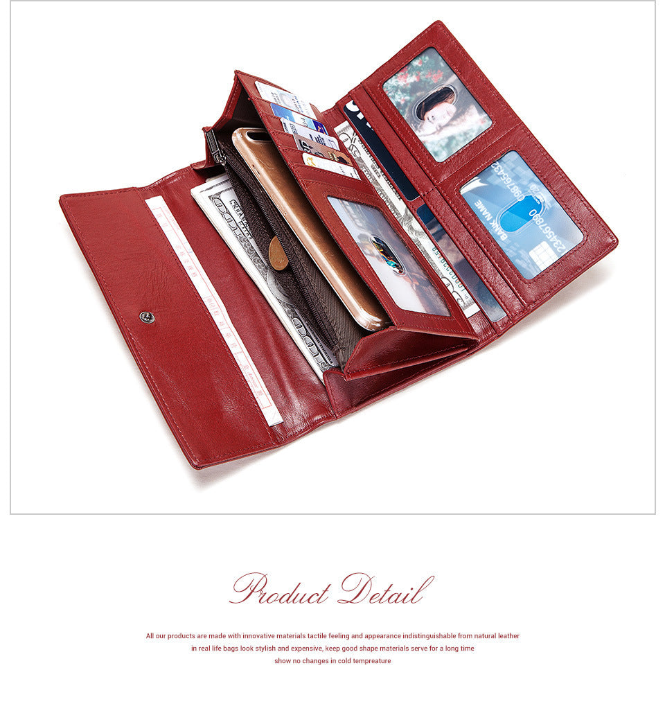 Long Cowhide Leather Wallet for Men in Red Black Green Blue United States - Handbag Lady Bosses with Style united