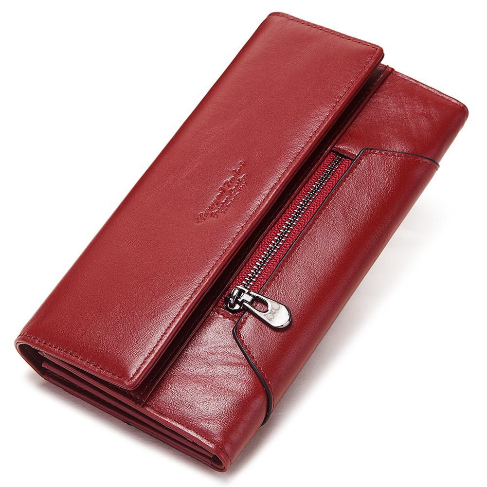 Long Cowhide Leather Wallet for Men in Red Black Green Blue United States - Handbag Lady Bosses with Style united