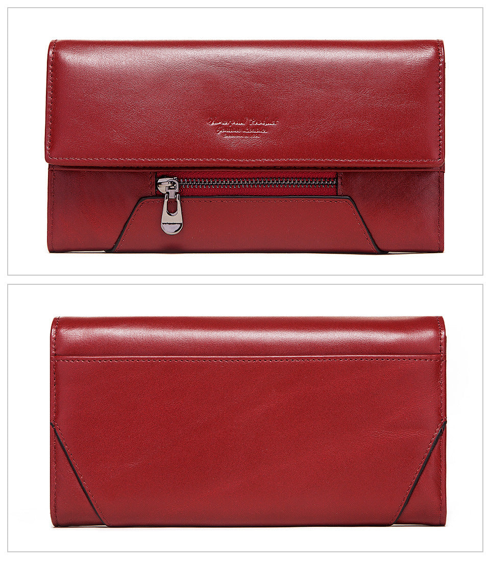 Long Cowhide Leather Wallet for Men in Red Black Green Blue United States - Handbag Lady Bosses with Style united