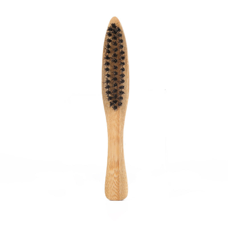 Long Handle Portable Beard Brush with Bamboo Wood Color - long handle portable beard brush