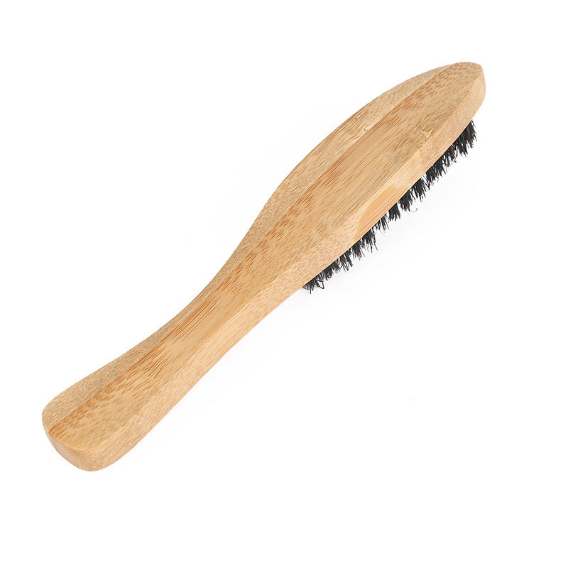 Long Handle Portable Beard Brush with Bamboo Wood Color - long handle portable beard brush