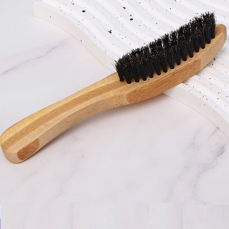 Long Handle Portable Beard Brush with Bamboo Wood Color - long handle portable beard brush