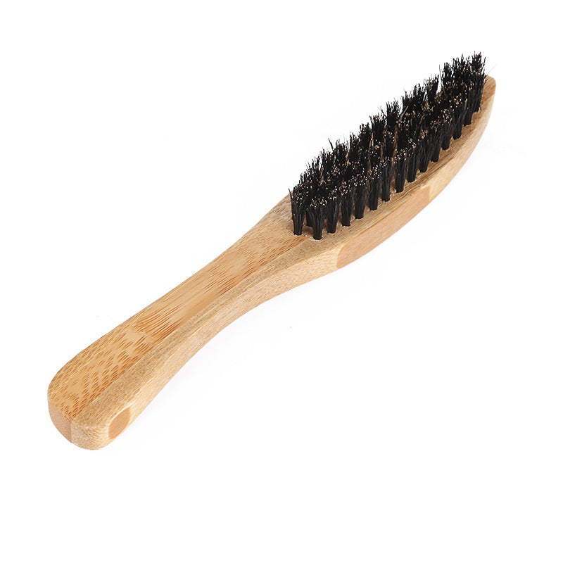 Long Handle Portable Beard Brush with Bamboo Wood Color - long handle portable beard brush