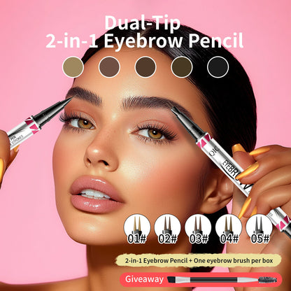 Long Lasting Fadeless Two-Fork Eyebrow Pencil in Multiple Shades - Teleplus sweat-proof long lasting fadeless two-fork