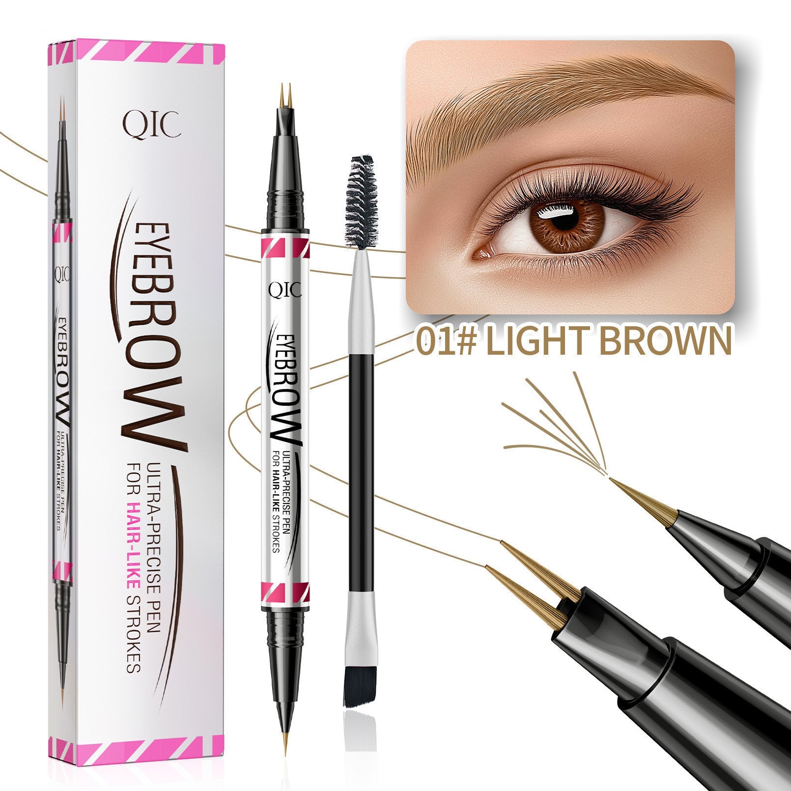 Long Lasting Fadeless Two-Fork Eyebrow Pencil in Multiple Shades - Teleplus sweat-proof long lasting fadeless two-fork