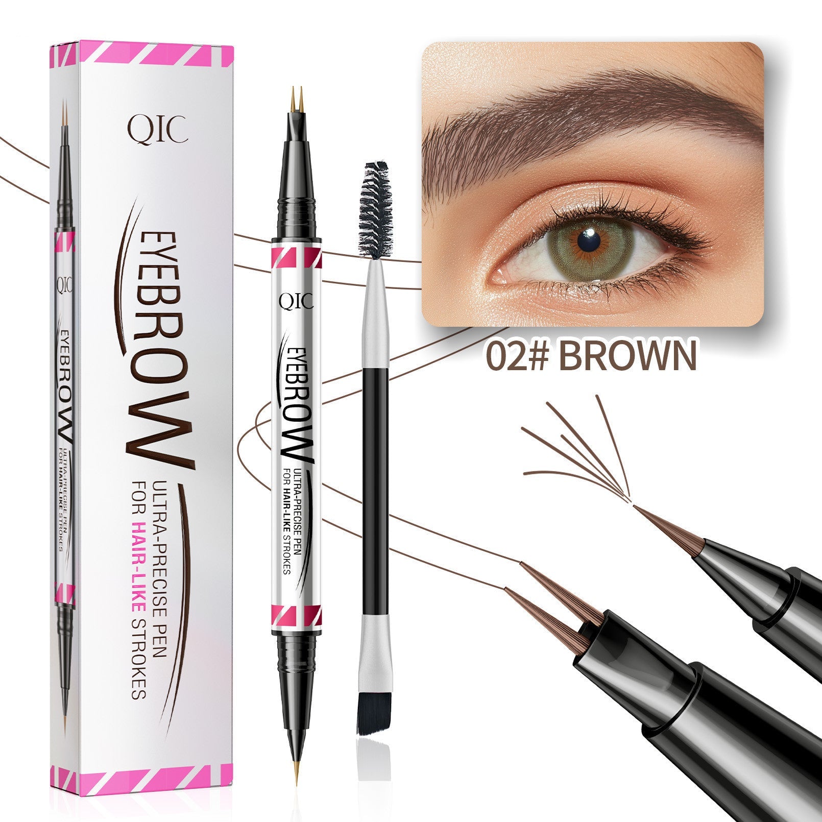 Long Lasting Fadeless Two-Fork Eyebrow Pencil in Multiple Shades - Teleplus sweat-proof long lasting fadeless two-fork