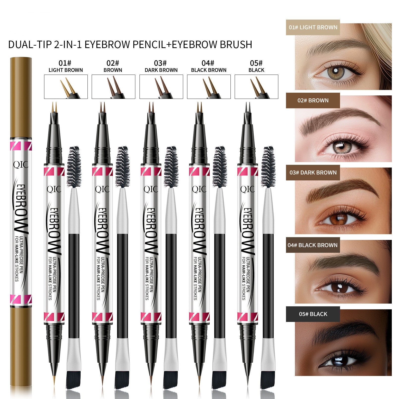 Long Lasting Fadeless Two-Fork Eyebrow Pencil in Multiple Shades - Teleplus sweat-proof long lasting fadeless two-fork