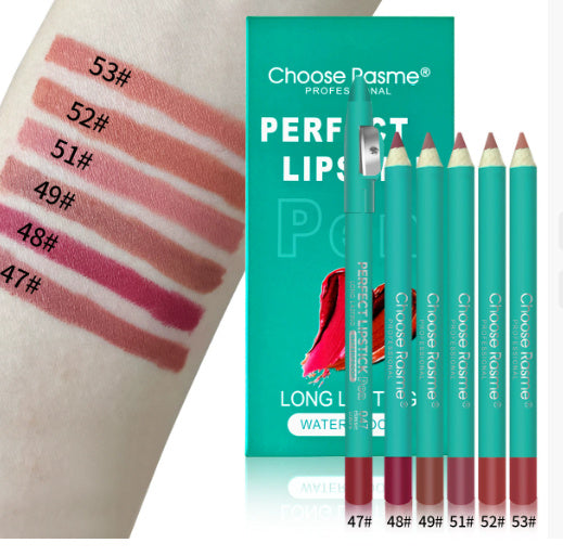 Long Lasting Lip Liner Set Natural Shades Waterproof Pencil 6 Piece Kit - Teleplus lip liner set long lasting waterproof