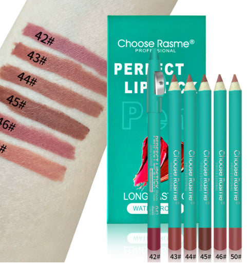 Long Lasting Lip Liner Set Natural Shades Waterproof Pencil 6 Piece Kit - Teleplus lip liner set long lasting waterproof