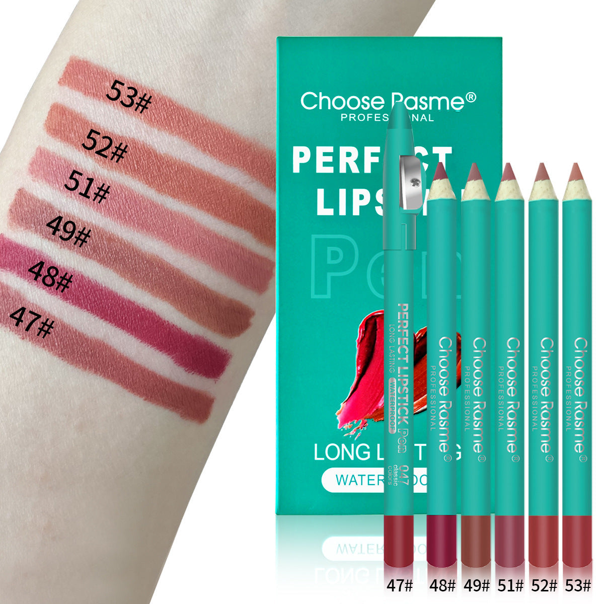 Long Lasting Lip Liner Set Natural Shades Waterproof Pencil 6 Piece Kit - Teleplus lip liner set long lasting waterproof