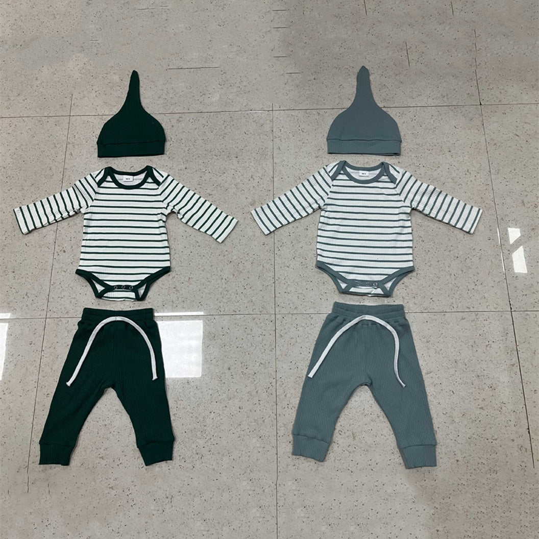 Cotton Jumpsuit Set for Infants with Long Pants and Hat in Multiple Colors - Tiny Fashionistas long pants hat jumpsuit