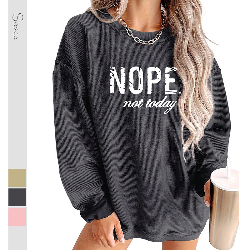 Long Sleeve 3D Letter Graphic Sweatshirt Polyester Drop Shoulder Pullover - Teleplus long sleeve