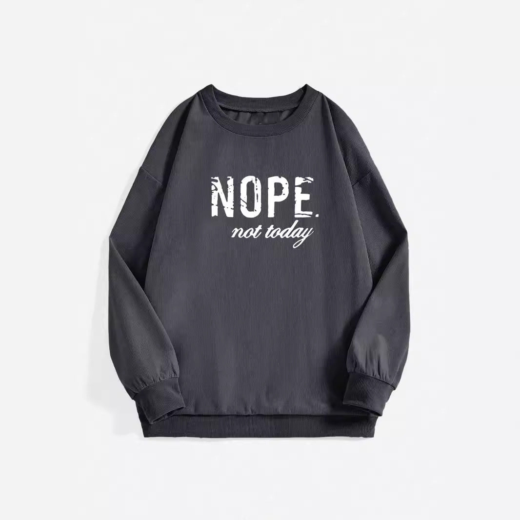 Long Sleeve 3D Letter Graphic Sweatshirt Polyester Drop Shoulder Pullover - Teleplus long sleeve