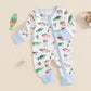 Long Sleeve Little Fish Printed One-piece - Long Sleeve Little Fish Outfit for Tiny Fashionistas