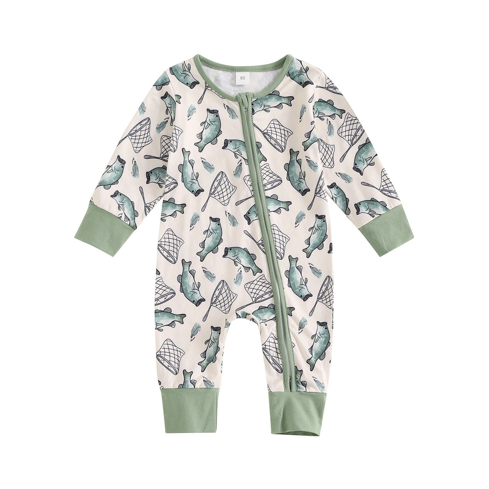 Long Sleeve Little Fish Printed One-piece - Long Sleeve Little Fish Outfit for Tiny Fashionistas