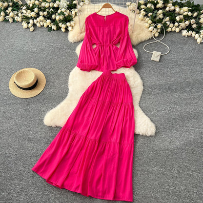 Long Sleeve Polyester A-Line Skirt in Multiple Colors for Women - Teleplus long sleeve