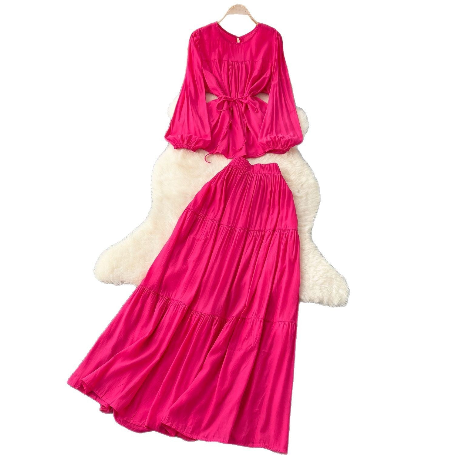 Long Sleeve Polyester A-Line Skirt in Multiple Colors for Women - Teleplus long sleeve