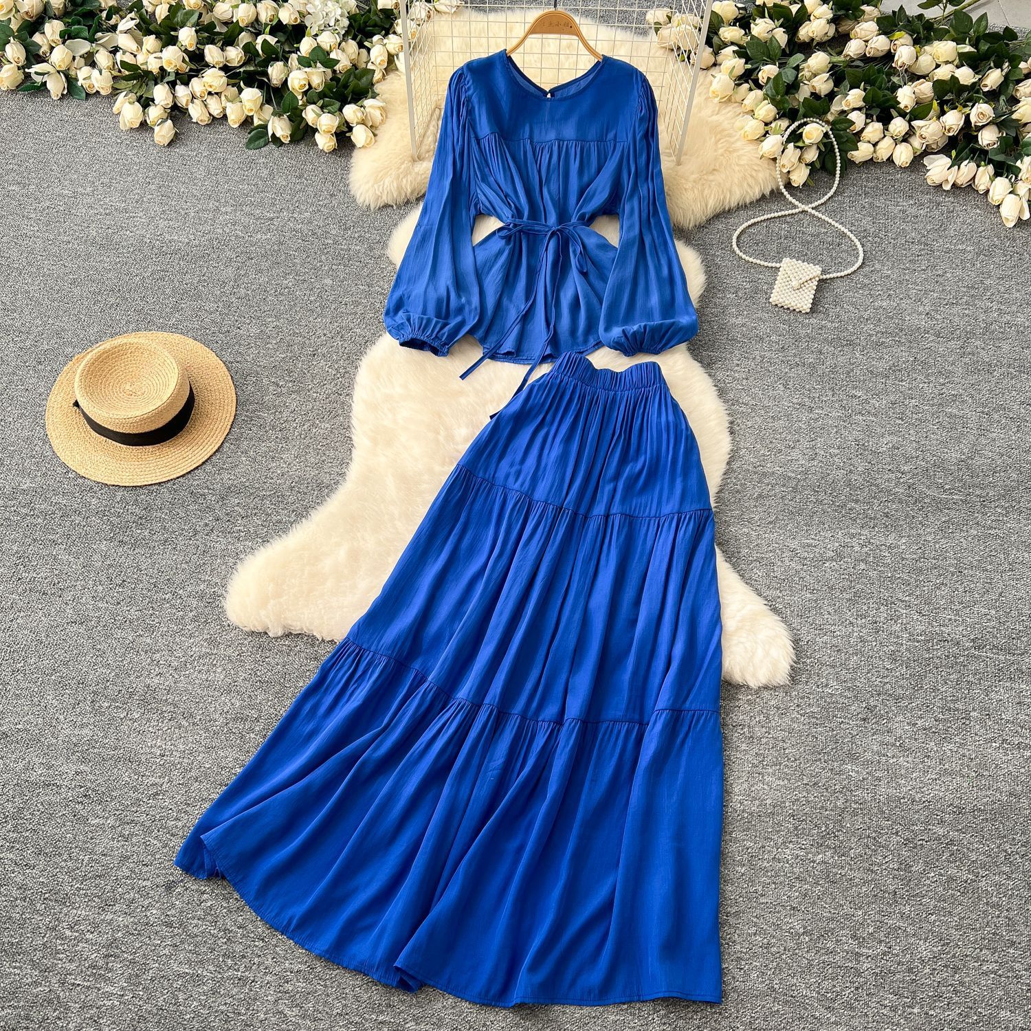 Long Sleeve Polyester A-Line Skirt in Multiple Colors for Women - Teleplus long sleeve