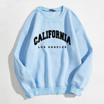 Light blue California Los Angeles long sleeve sweatshirt from the Long Sleeve Pullover 3D Pattern Socialite Sweatshirt for Women collection