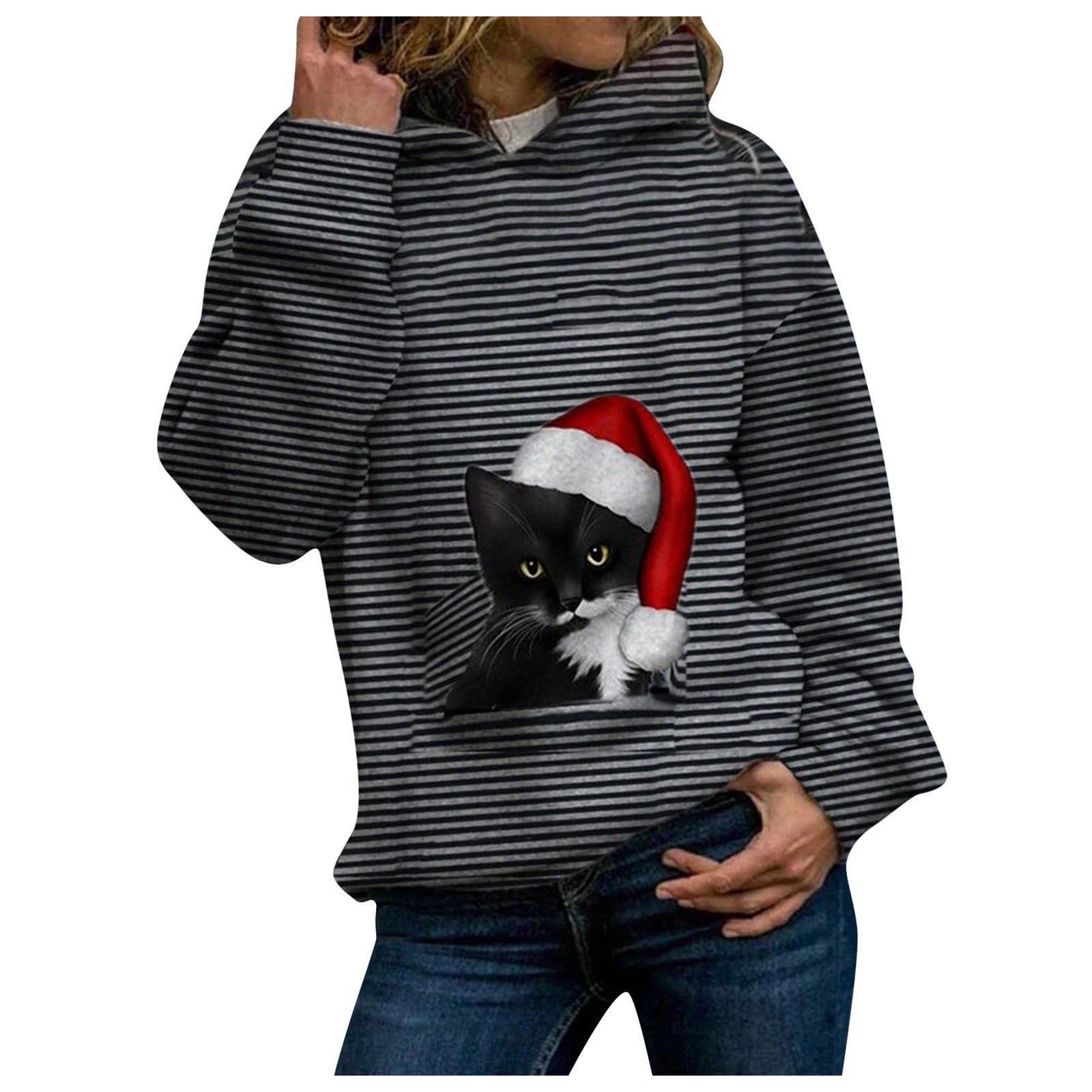 Long Sleeve Pullover Polyester Blend Top Women’s Pink Red Black Gray S-3XL - Teleplus Womens long sleeve