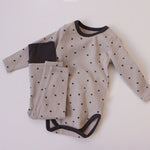 Long Sleeve Trousers Split High Waist Baby Bodysuit Suit - Beige Dot Bodysuit Fun for Tiny Fashionistas