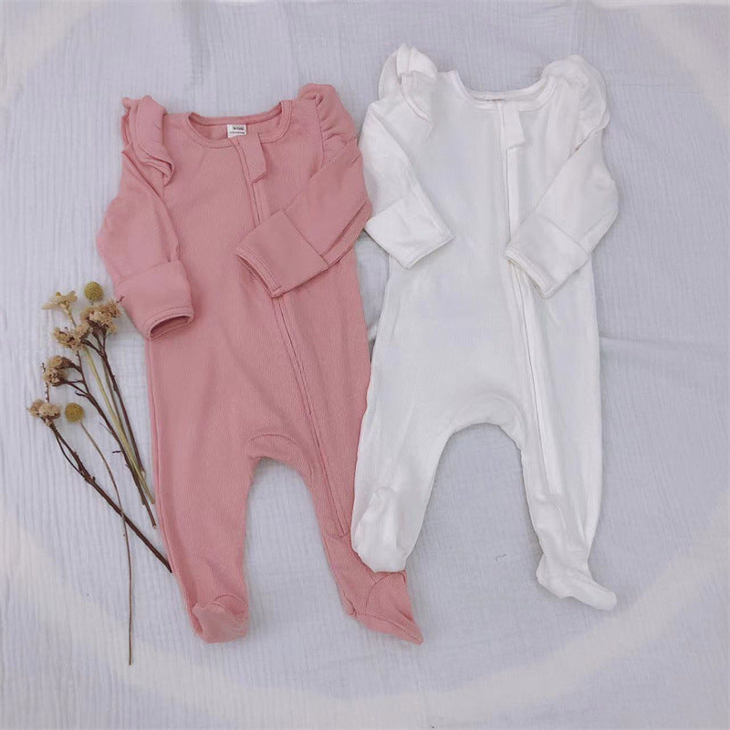 Long-sleeved Knitted Stretch Cotton Suit For Girls - Snug As A Bug In Girls Knitted Cotton Couture