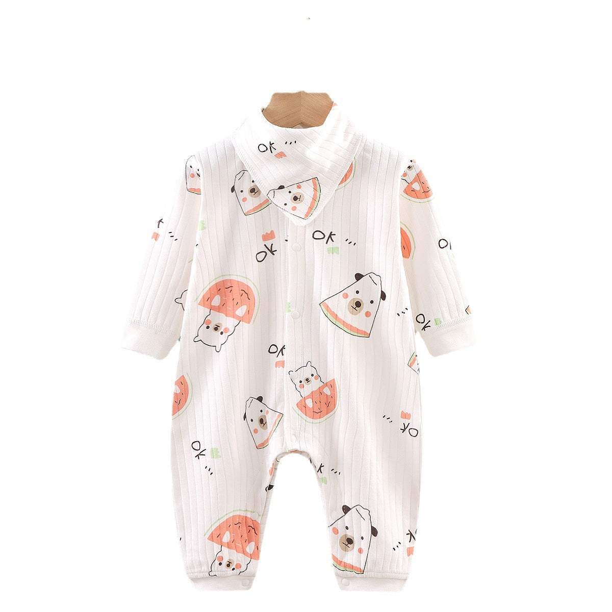 Long-sleeved Romper Double-layer Cotton Baby Jumpsuit - Long Sleeved Romper Double Layer Cotton Baby Jumpsuit