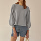 Loose Cotton Lantern Sleeve Pullover for Women Medium Casual Top - Teleplus lantern sleeve