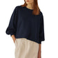 Loose Cotton Lantern Sleeve Pullover for Women Medium Casual Top - Teleplus lantern sleeve