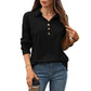 Loose Fit Button Pullover Blouse for Women Long Sleeve Comfy Work Top - Womens Teleplus