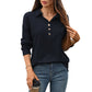 Loose Fit Button Pullover Blouse for Women Long Sleeve Comfy Work Top - Womens Teleplus