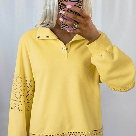 Loose Fit Japanese Korean Button Pullover Top Polyester Casual Shirt Women - Teleplus