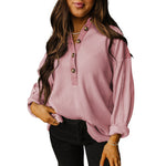 Loose Fit Japanese Korean Casual Pullover Top Solid Color Polyester Blouse - Teleplus