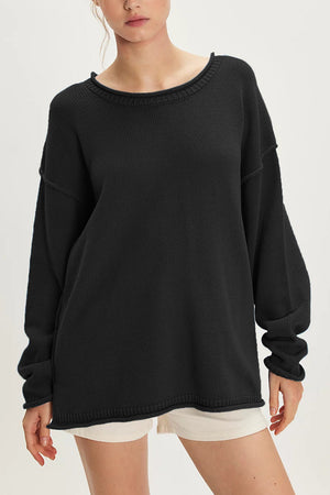 Loose Knit Viscose Pullover Sweater Women Long Sleeve Asian Size S-XL