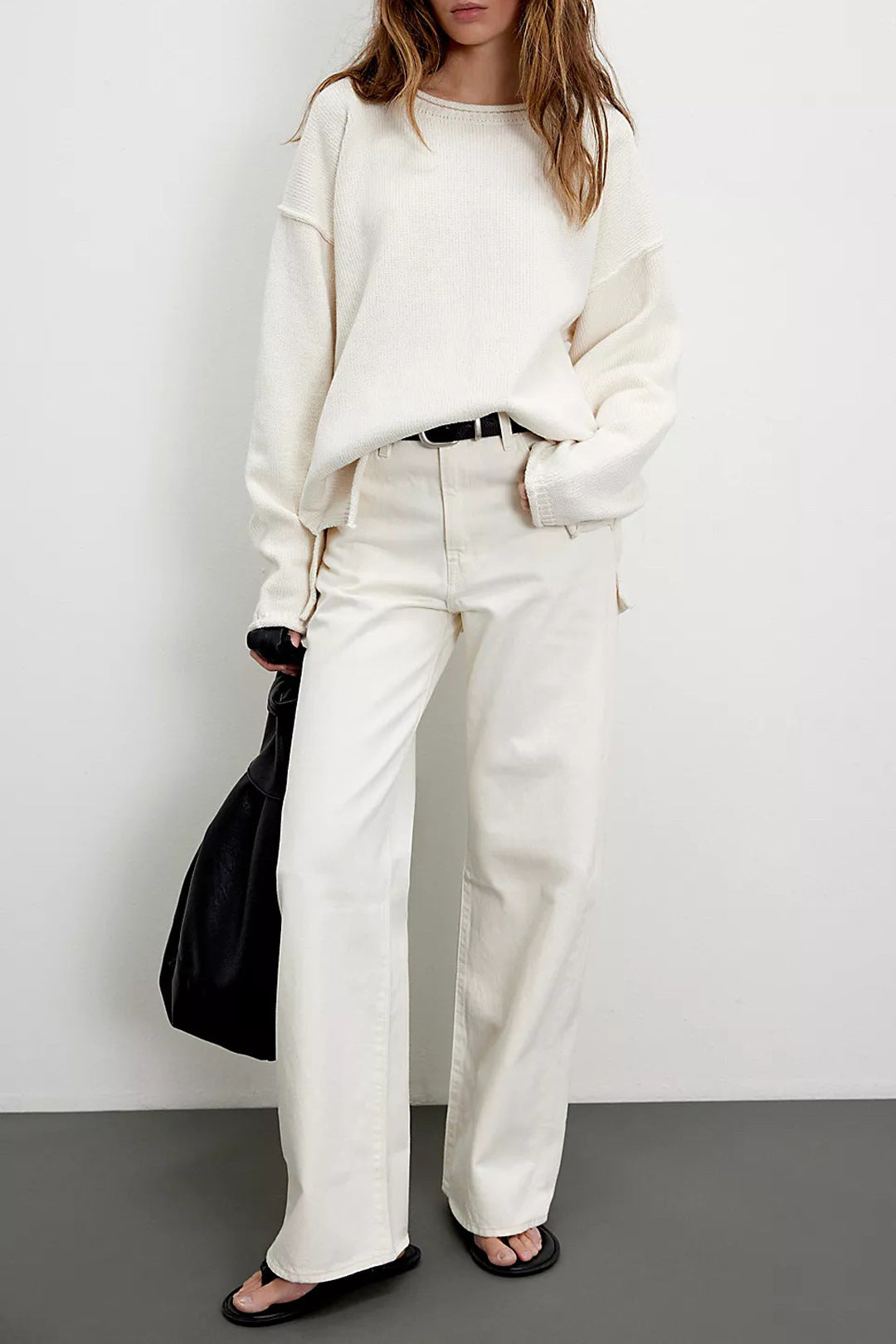 Loose Knit Viscose Pullover Sweater Women Long Sleeve Asian Size S-XL