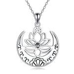 lotus flower/om symbol yoga necklace sterling silver sanskrit symbol balancing jewelry - Lotus Flower Necklace