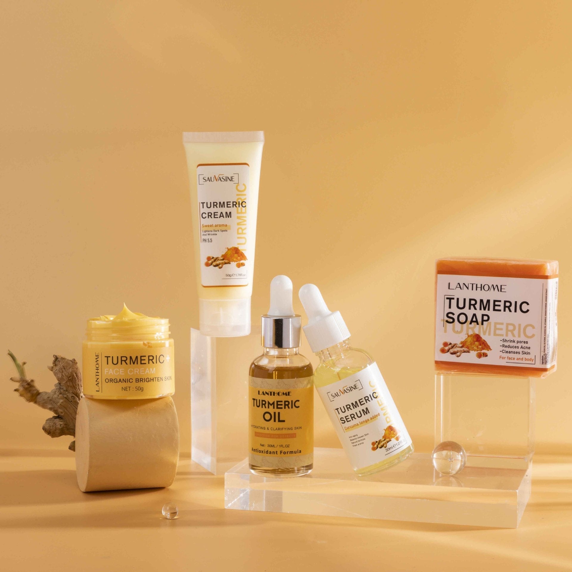 Lotus Spring Turmeric Moisturizing Care Set for Soft Hydrated Skin - Happy Moisturized lotus spring turmeric series