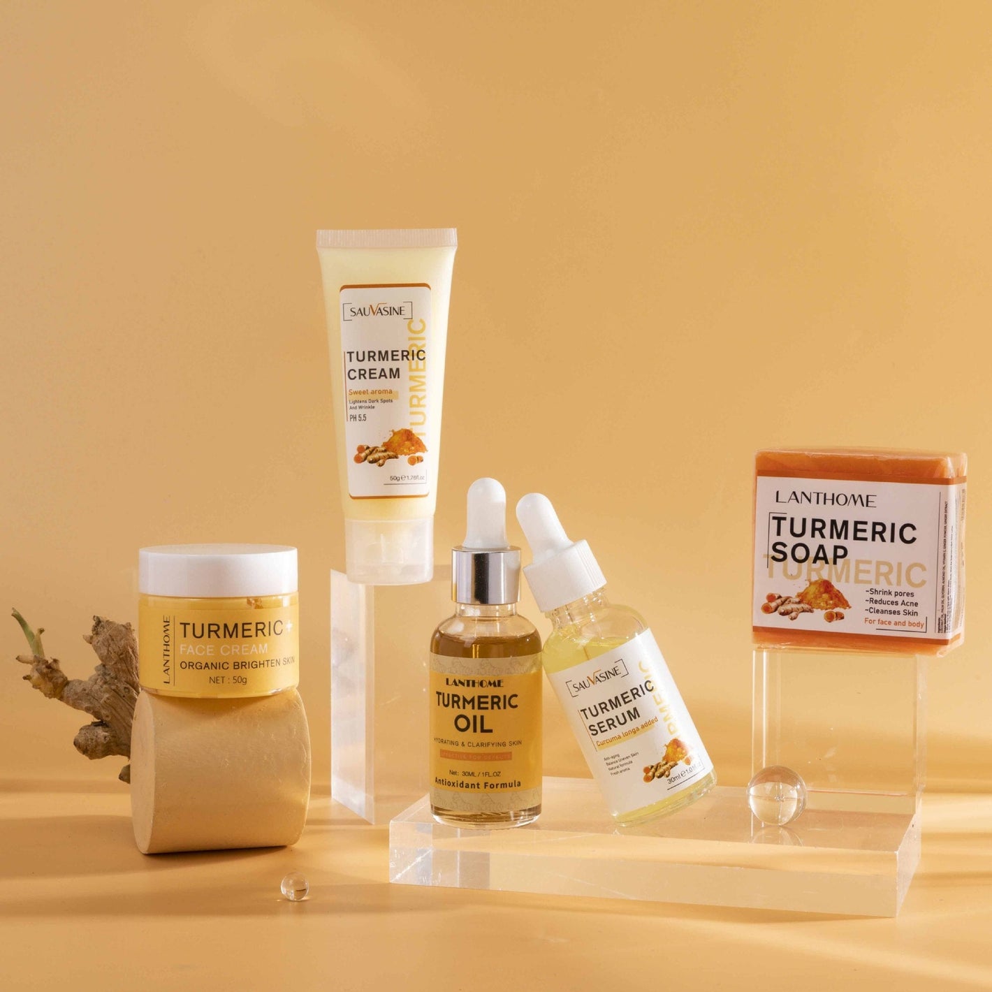 Lotus Spring Turmeric Moisturizing Care Set for Soft Hydrated Skin - Happy Moisturized lotus spring turmeric series