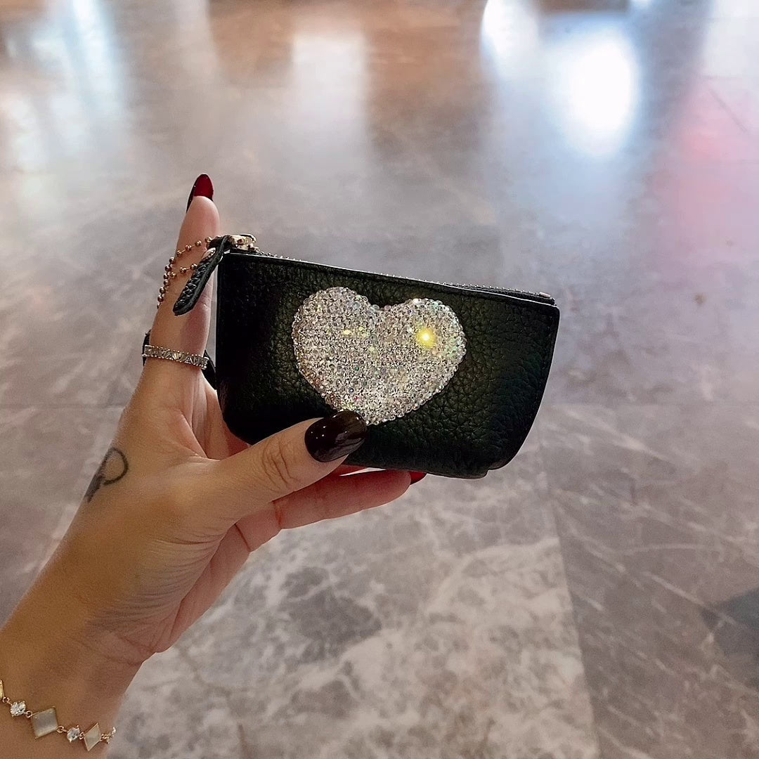 Love Mini Coin Purse in Solid Black Wallet with Storage - Diamonds Are Wallet’s Best Friend love mini coin purse